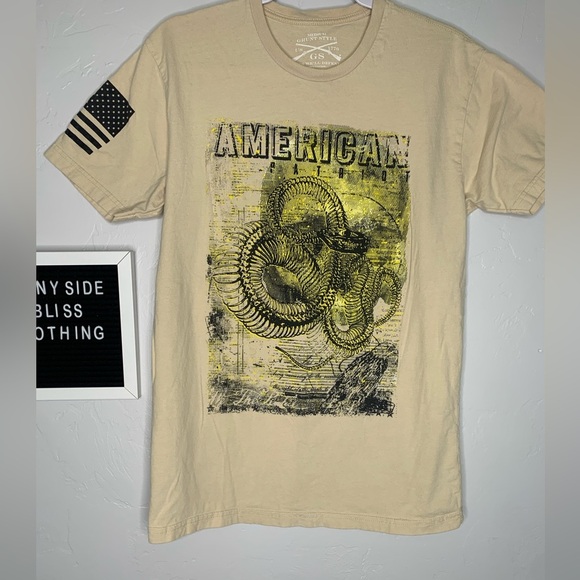 Grunt Style Tan Crewneck American Patriot Graphic Tee Size Medium - Picture 2 of 6